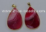 NGP3296 37*57mm faceted flat teardrop agate gemstone pendants