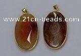 NGP3298 34*57mm faceted oval agate gemstone pendants wholesale