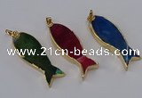 NGP3319 16*50mm - 18*52mm fish-shaped agate gemstone pendants