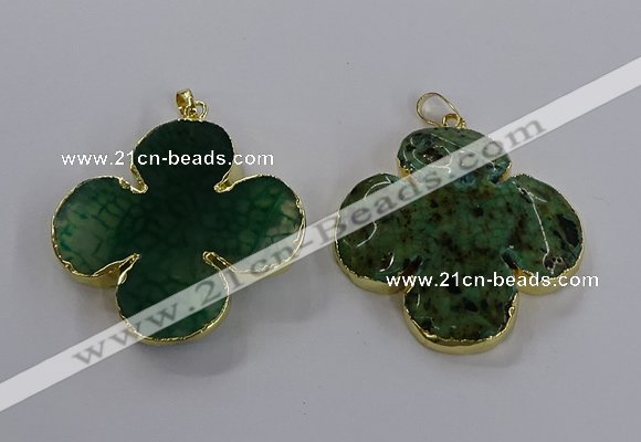 NGP3337 43*45mm - 45*47mm flower agate gemstone pendants