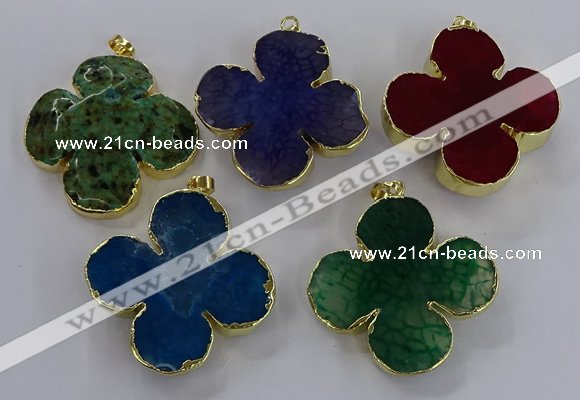 NGP3340 43*45mm - 45*47mm flower agate gemstone pendants