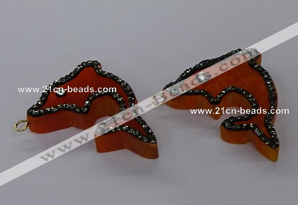 NGP3423 25*40mm - 30*45mm dolphin agate gemstone pendants