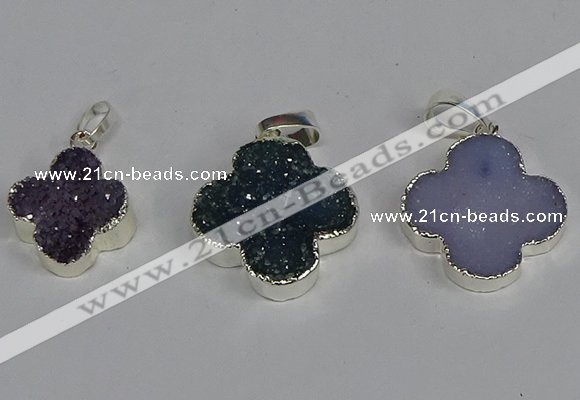 NGP3450 15*15mm - 20*20mm flower druzy agate gemstone pendants