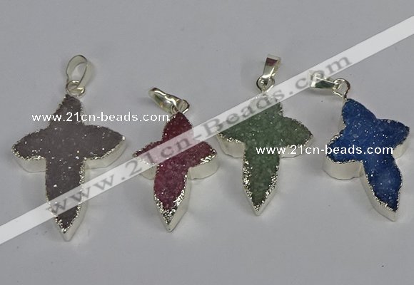 NGP3452 18*25mm - 22*30mm cross druzy agate gemstone pendants