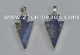 NGP3491 15*30mm - 18*40mm arrowhead blue lace agate pendants