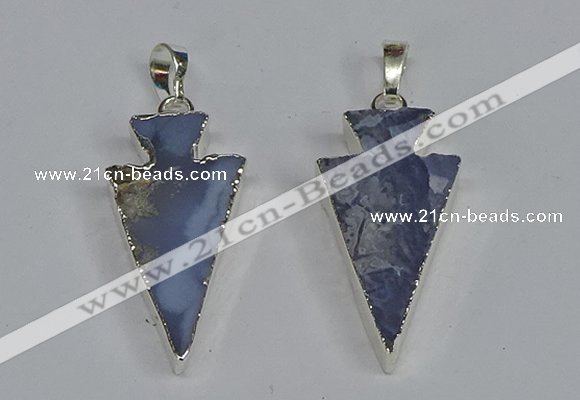 NGP3491 15*30mm - 18*40mm arrowhead blue lace agate pendants