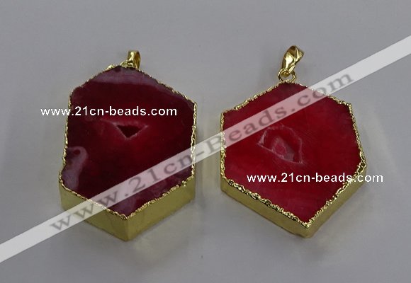 NGP3496 25*40mm - 30*45mm hexagon druzy agate pendants