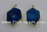 NGP3497 25*40mm - 30*45mm hexagon druzy agate pendants