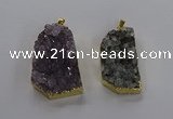 NGP3506 22*40mm - 30*45mm freeform druzy amethyst pendants