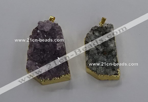 NGP3506 22*40mm - 30*45mm freeform druzy amethyst pendants