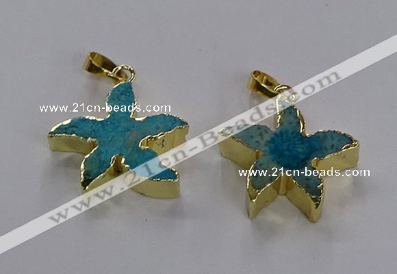 NGP3513 24*25mm starfish fossil coral pendants wholesale