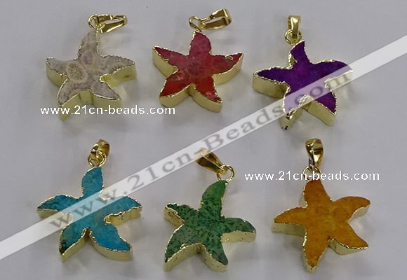 NGP3517 24*25mm starfish fossil coral pendants wholesale