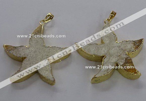 NGP3520 48*50mm starfish fossil coral pendants wholesale