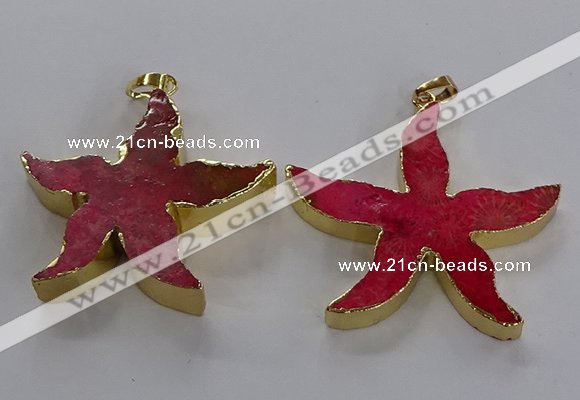 NGP3523 48*50mm starfish fossil coral pendants wholesale