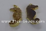 NGP3530 22*58mm - 25*55mm seahorse agate gemstone pendants