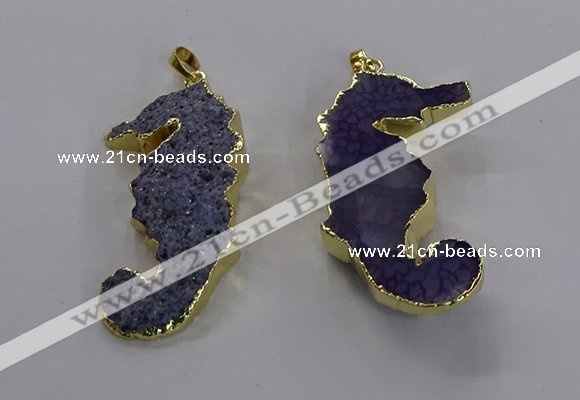 NGP3532 22*58mm - 25*55mm seahorse agate gemstone pendants