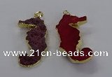 NGP3533 22*58mm - 25*55mm seahorse agate gemstone pendants