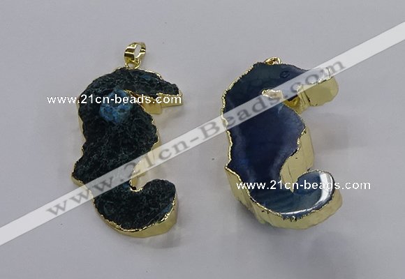 NGP3534 22*58mm - 25*55mm seahorse agate gemstone pendants