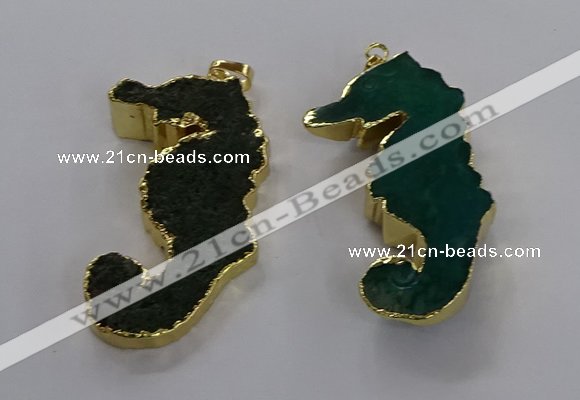 NGP3535 22*58mm - 25*55mm seahorse agate gemstone pendants