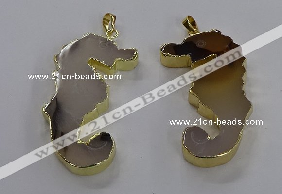 NGP3540 22*58mm - 25*55mm seahorse agate pendants wholesale