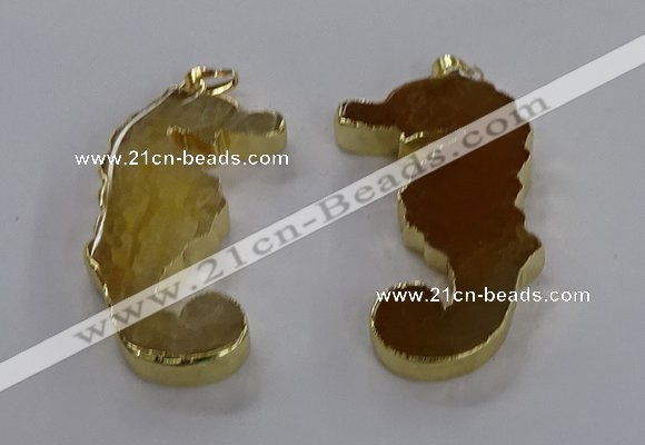 NGP3541 22*58mm - 25*55mm seahorse agate pendants wholesale