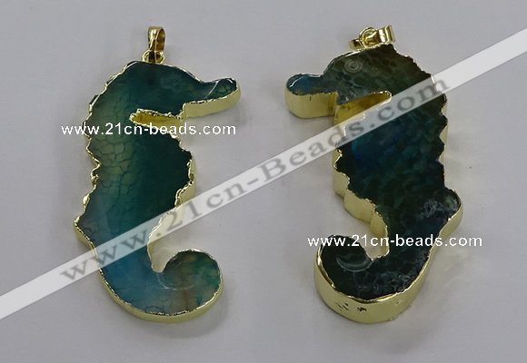 NGP3544 22*58mm - 25*55mm seahorse agate pendants wholesale