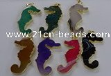 NGP3548 22*58mm - 25*55mm seahorse agate pendants wholesale