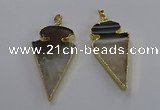 NGP3570 25*50mm - 30*55mm arrowhead druzy agate pendants