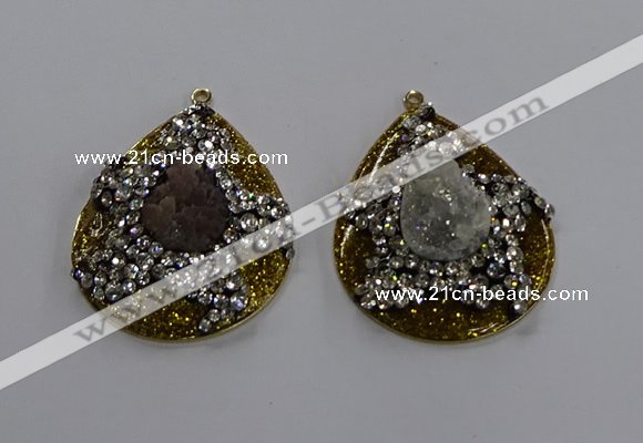 NGP3573 35*45mm flat teardrop druzy agate pendants wholesale