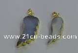 NGP3603 15*30mm - 18*40mm wing-shaped druzy agate pendants