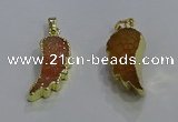 NGP3604 15*30mm - 18*40mm wing-shaped druzy agate pendants