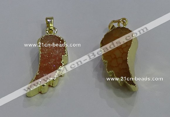 NGP3604 15*30mm - 18*40mm wing-shaped druzy agate pendants