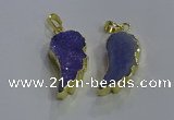 NGP3605 15*30mm - 18*40mm wing-shaped druzy agate pendants