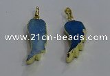 NGP3607 15*30mm - 18*40mm wing-shaped druzy agate pendants