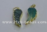 NGP3608 15*30mm - 18*40mm wing-shaped druzy agate pendants