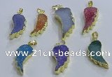 NGP3610 15*30mm - 18*40mm wing-shaped druzy agate pendants