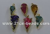 NGP3619 15*30mm - 20*40mm arrowhead druzy agate pendants