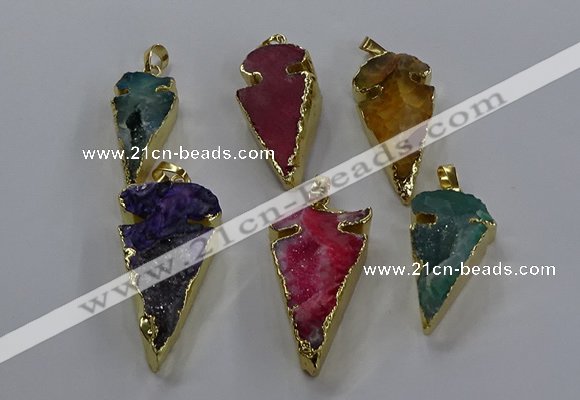 NGP3619 15*30mm - 20*40mm arrowhead druzy agate pendants