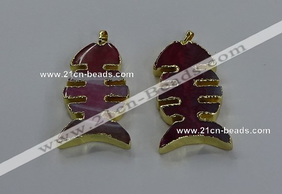 NGP3645 25*50mm - 28*55mm fishbone agate gemstone pendants