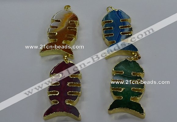 NGP3650 25*50mm - 28*55mm fishbone agate gemstone pendants