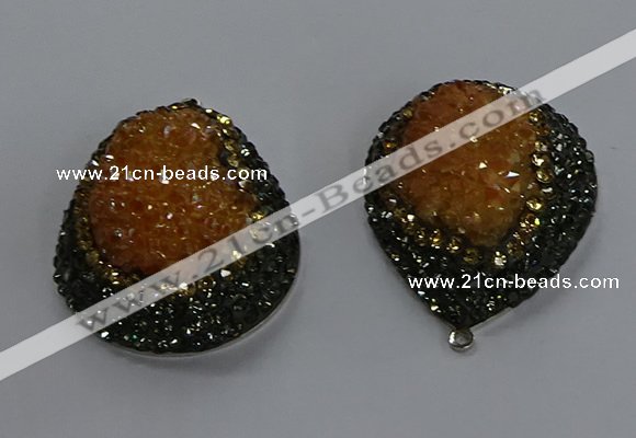 NGP3675 35*45mm teardrop plated druzy agate pendants wholesale