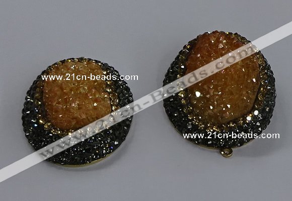 NGP3678 35*45mm oval plated druzy agate gemstone pendants