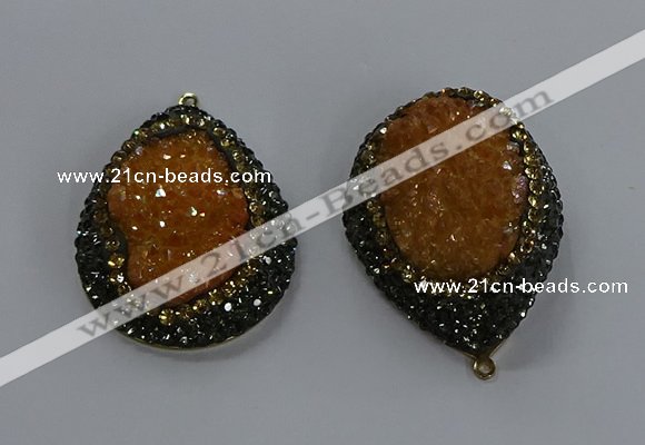 NGP3679 35*45mm teardrop plated druzy agate gemstone pendants