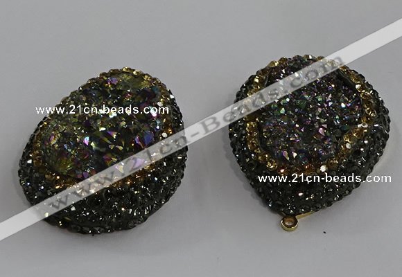 NGP3691 35*45mm teardrop plated druzy agate gemstone pendants