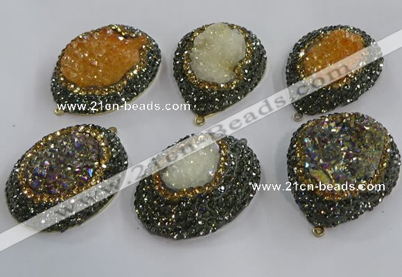 NGP3694 35*45mm freeform plated druzy agate gemstone pendants