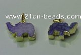 NGP3698 18*30mm - 22*35mm elephant druzy agate gemstone pendants