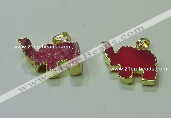 NGP3699 18*30mm - 22*35mm elephant druzy agate gemstone pendants