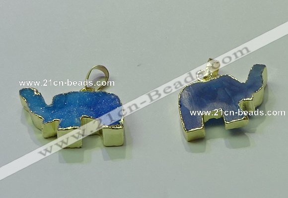 NGP3700 18*30mm - 22*35mm elephant druzy agate gemstone pendants