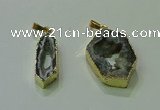 NGP3706 12*30mm - 22*35mm freeform druzy agate gemstone pendants