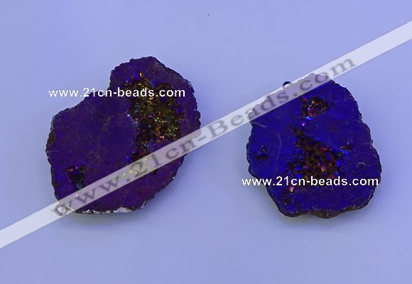 NGP3722 28*35mm - 40*45mm freeform plated druzy agate pendants